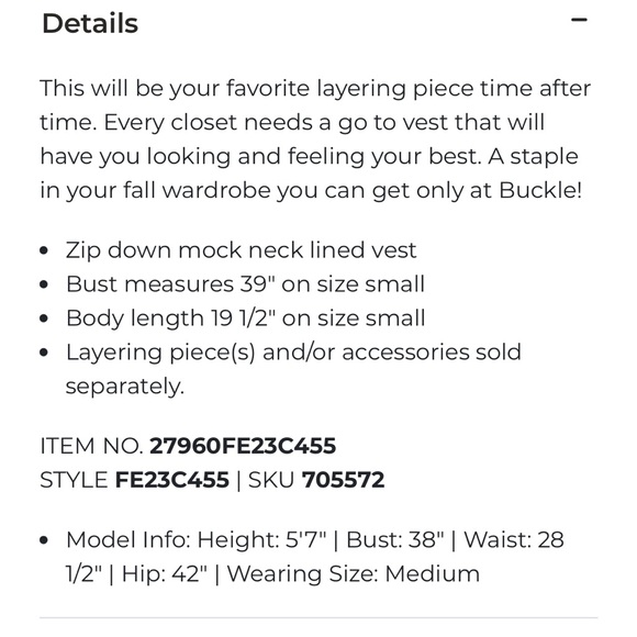 BKE Women's Rust Quilted Sleeveless Vest - Picture 2 of 10